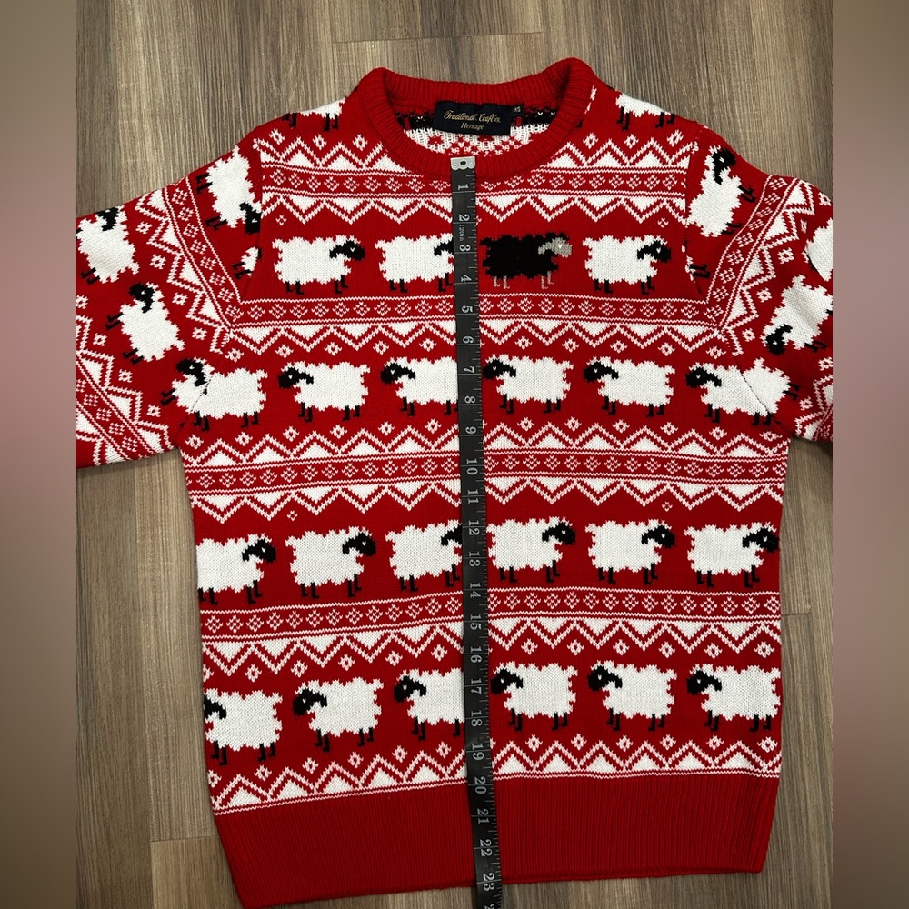 Irish Red Sheep Pattern Sweater - image 8
